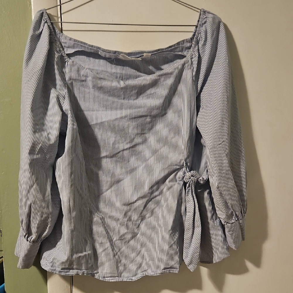 Elegant Blue Striped Women's Blouse